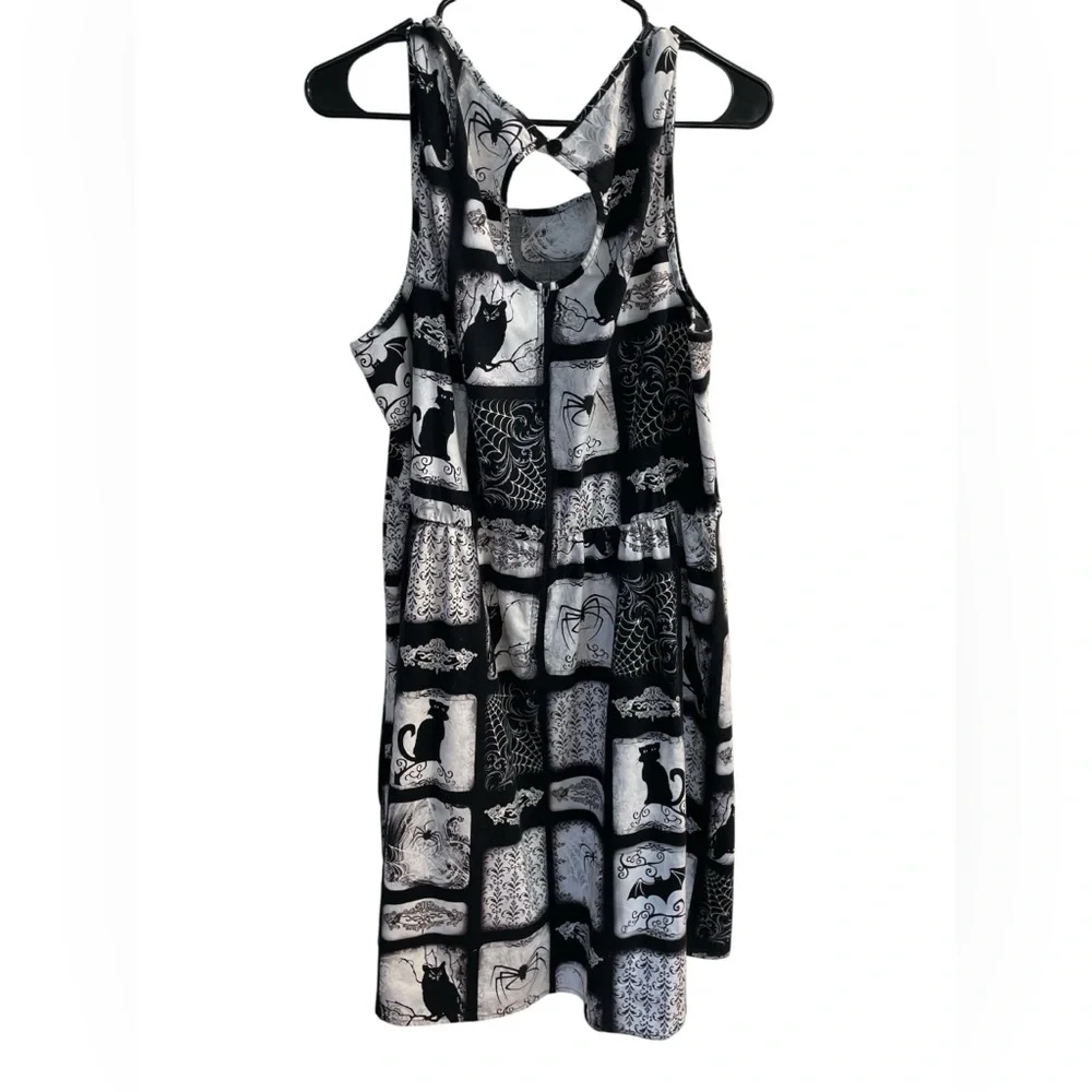 Folter Y2K Goth Cat Print Dress | Alt Girl • Witchy Core • Plus Size 3X - Picture 3 of 6